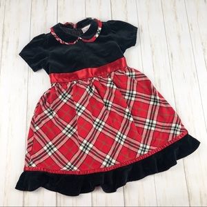 Hanna Andersson Girls Holiday Plaid & velour dress